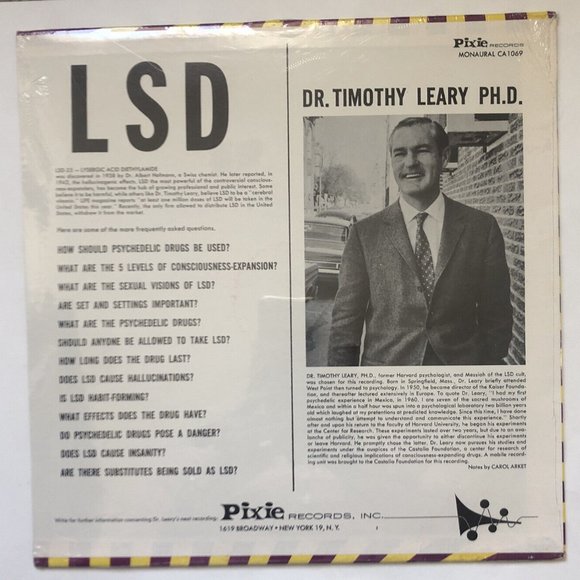 NWOT Pixie L.S.D. Dr. Timothy Leary PH. D. LP-Vinyl Album-Psychedelic drugs-Seal - Picture 2 of 7